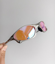 Vintage Oakley Penny  Juliet X-Mental Sunglasses Silver Frame Pink Lens