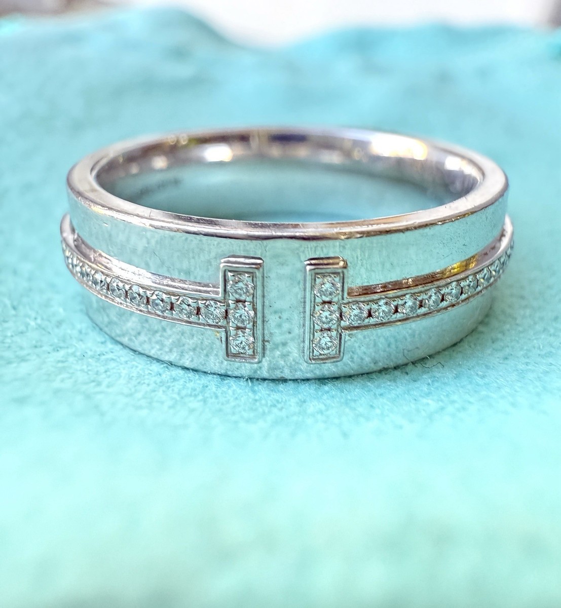 Tiffany ホワイトゴールド750 Tiffany & Co. T Square Diamond Band Wedding Ring 18K White Gold
