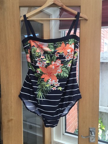 Bonmarche Marine Badeanzug Bauchkontrolle Schwimmkostüm abnehmbare Träger Gr. 22