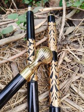 Mens 3 Piece Wooden Walking Stick Collapsible Brass Ball Handle Travel Cane