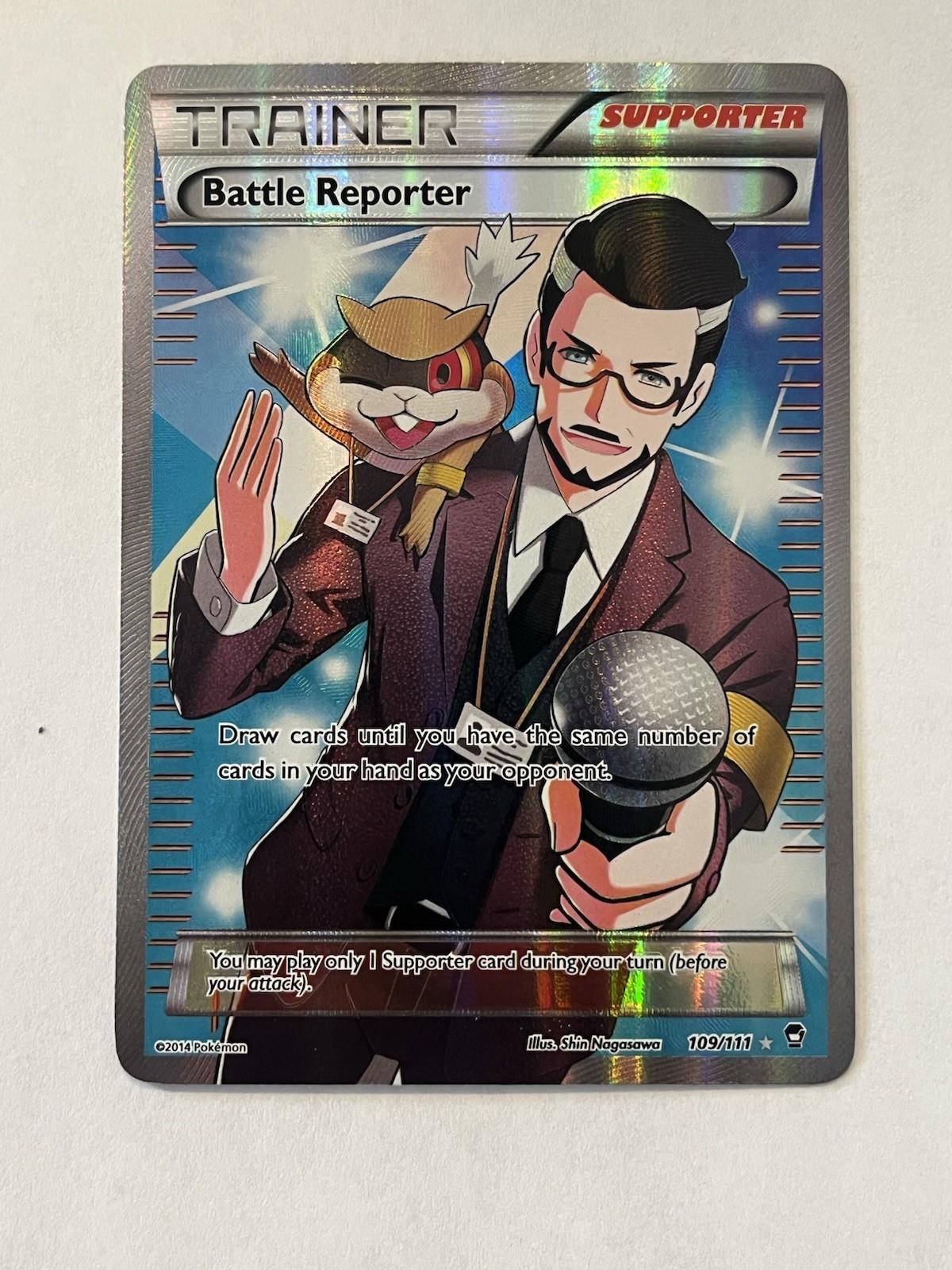 Battle Reporter 109/111 Full Art XY Furious Fists Pokemon Card Near Mint/LP