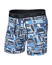 Saxx Quest Quick-Dry Mesh Boxer Brief Fly Men's Underwear, Winter Angler/Blue, L