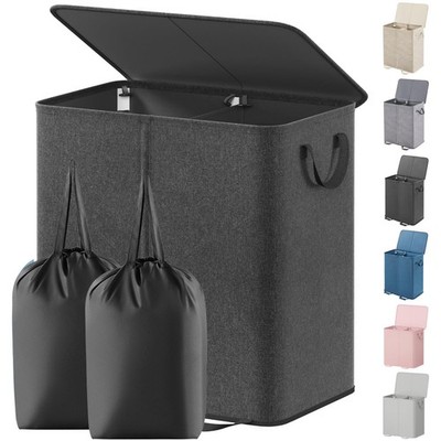 Lifewit Double Laundry Hamper with Lid and Removable Laundry Bags, Large