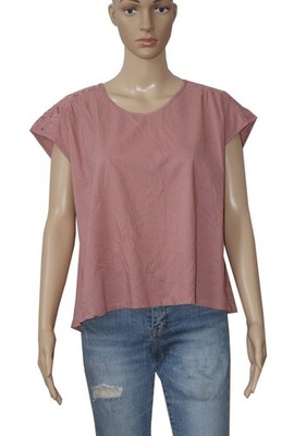 Indi & Cold Eyelet Cutowrk Embroidered Dusty Pink Kimono Sleeve Blouse Top XL