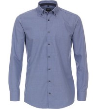 VENTI Men's Business Shirt Modern Fit Button Down Collar Long Sleeve Solid Blue