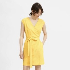 Everlane Japanese GoWeave Wrap Dress Short Sleeve Mini Yellow Size 6 Summer