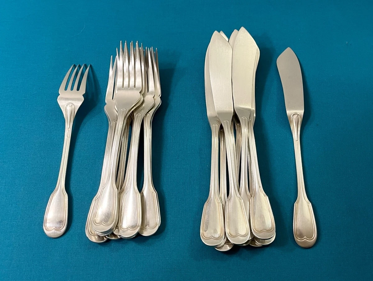 Lot De 24 Couverts à Poisson Christofle Chinon + 2 Couverts De Service, Neuf