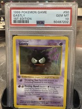Pokémon TCG Gastly 1st Edition Common Card Base Set, Shadowless, 50/102 PSA 10