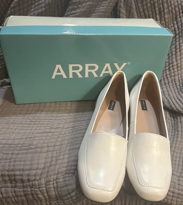 Array Phoenix white leather slip on loafers Sz 8M NIB