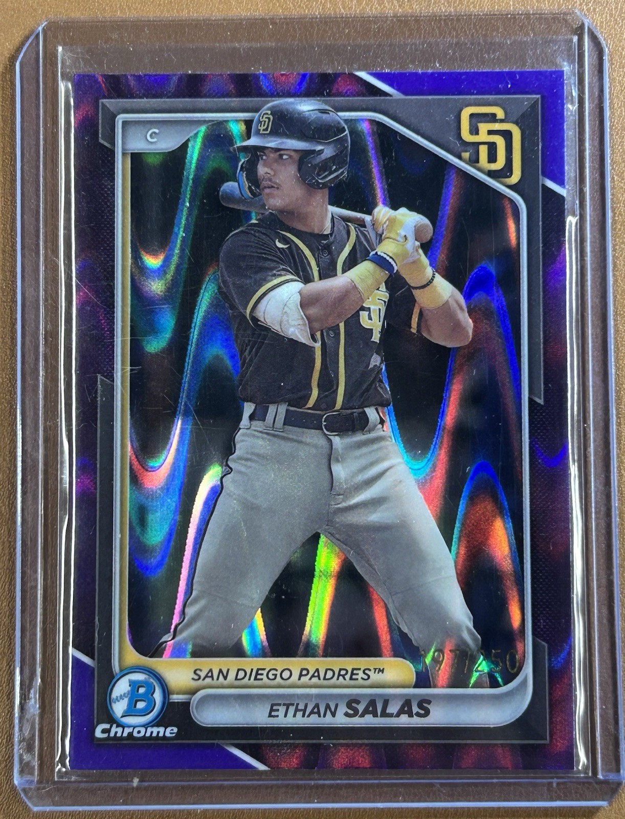 Topps 2024 Bowman Chrome Ethan Salas Padres Purple Raywave #BCP-102 197/250