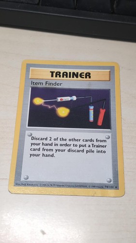 Item Finder 74/102 Rare Base Set Shadowless Pokemon Unlimited Heavily Played