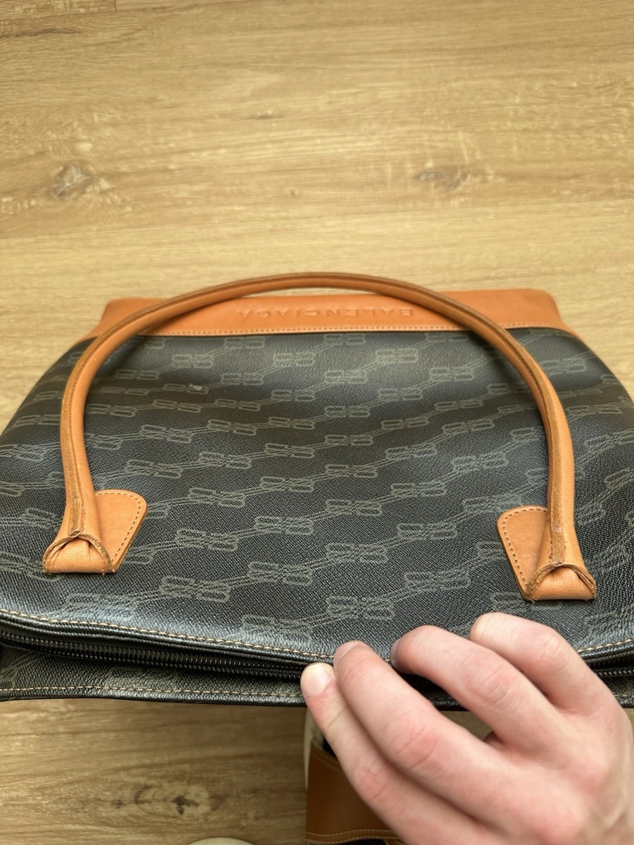 Balenciaga Vintage Monogram Canvas & Leather Handbag (1998–2003) –Used View 5