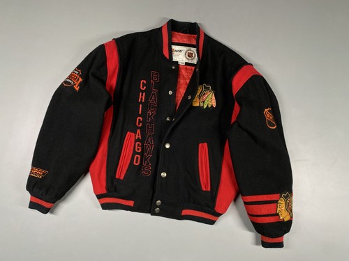 Vintage 90's Chicago Blackhawks Wool Varsity Jacket NHL Hockey Nutmeg size 48/50