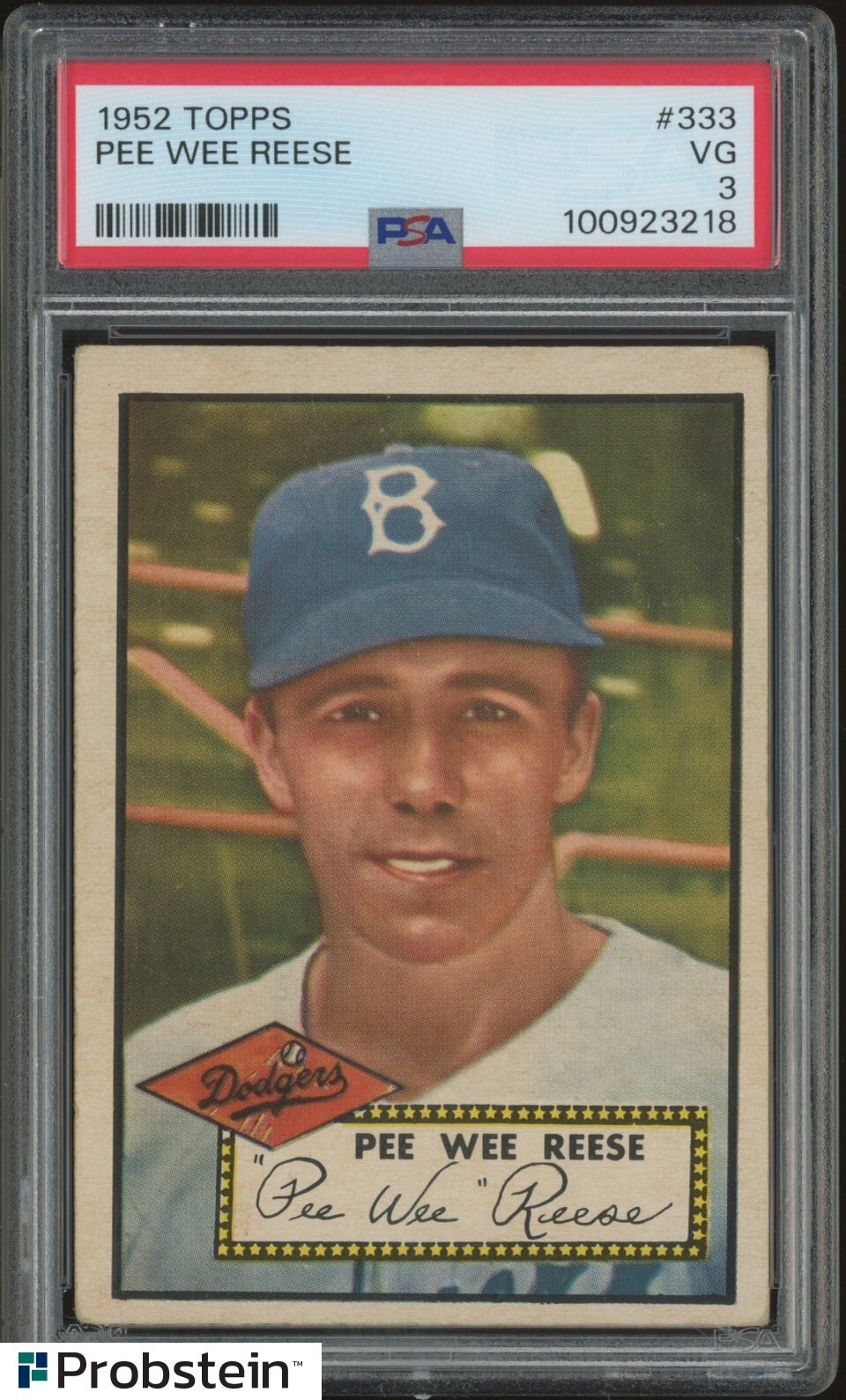 1952 Topps HIGH #333 Pee Wee Reese PSA 3 HOF Dodgers