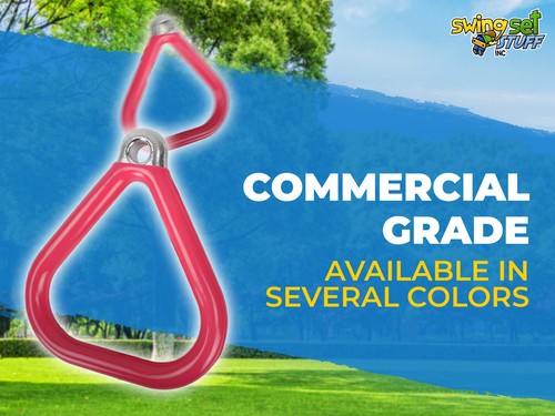 SWING SET STUFF COMMERCIAL COATED TRIANGLE TRAPEZE RINGS PINK (PAIR) play 0017 - Picture 5 of 8