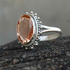 morganite quartz 925 Sterling Silver Band Statement Ring Handmade Ring All Size