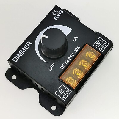 12V 24V 30A LED Dimmer PWM Dimming Controller For LED Lights or LED Strip Lights
