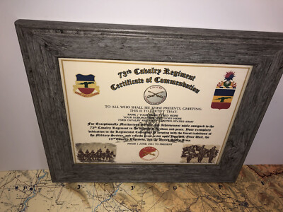 73RD U.S. CAVALRY REGIMENT / COMMEMORATIVE - CERTIFICATE OF COMMENDATION