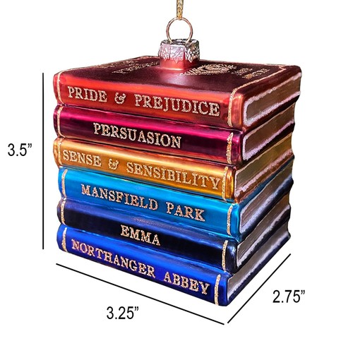 Jane Austen Christmas Tree Ornament, Bookish Christmas Decoration, Blown Glass - Picture 10 of 11