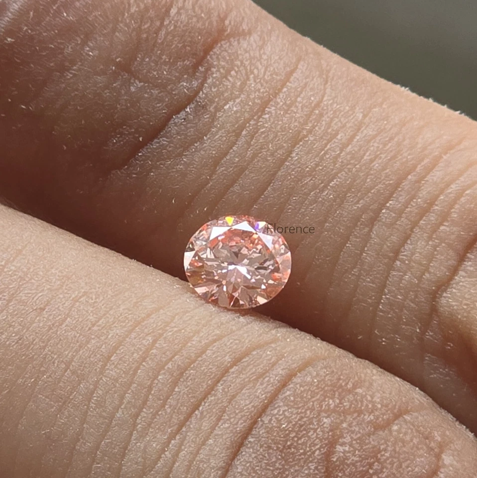 Certified Lab-Grown Round Cut 0.45CT Peach-Pink Diamond Lab-Grown CVD Diamond - Image 4 of 4
