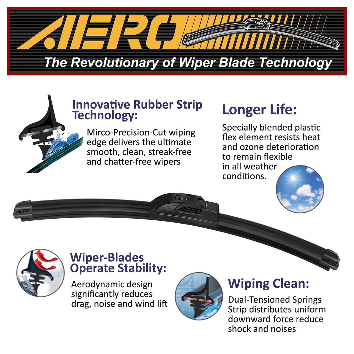 AERO 2616 Specific Fit Aero Flat Front Windscreen Wiper Blades For Seat (2016-Onwards) - Left & Right, China