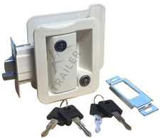 RV Entry Door Lock Handle | Cargo Trailer Side Door Lock | White | W/ 4 Keys