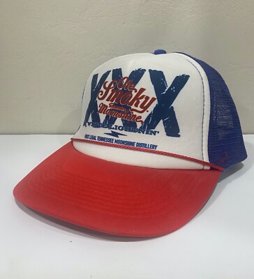 Vintage Ole Smokey Moonshine Whiskey Snapback Hat White Lightning