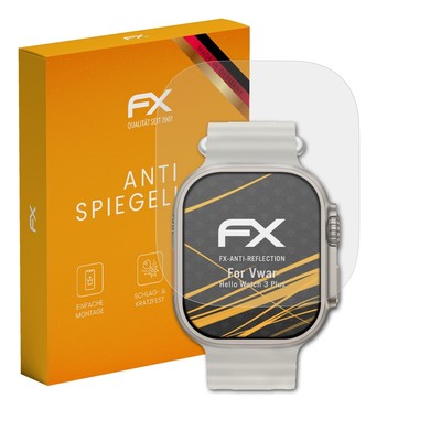 atFoliX 3x Displayfolie für Vwar Hello Watch 3 Plus Schutzfolie matt&stoßfest