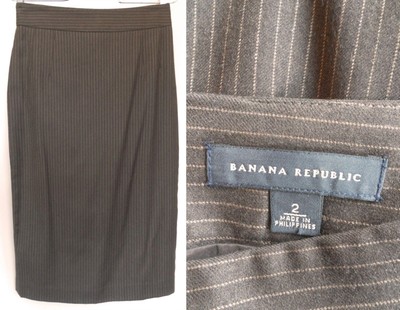 Bargain Banana Republic pencil SKIRT brown WOOL pin stripe WOMENS 2 XS below knee LONG Bargain Banana Republic pencil SKIRT brown WOOL pin stripe WOMENS 2 XS below knee LONG