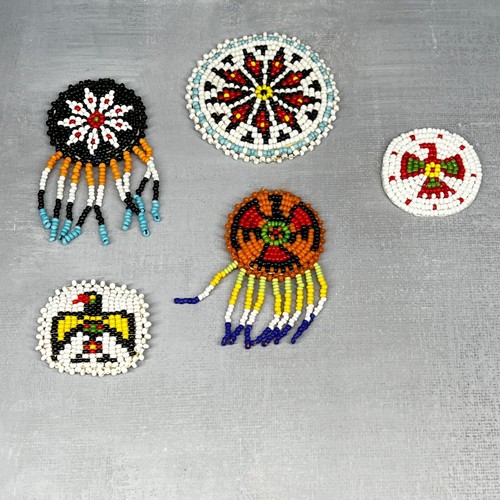 Native Tribal Beaded vtg Medicine Wheel Rosette Tbird Beaded Medallions 5 Pc Lot eBay