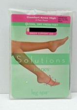 2 Pairs Hanes Solutions Comfort Knee High Sheer Support Leg Spa XL/XXL Black