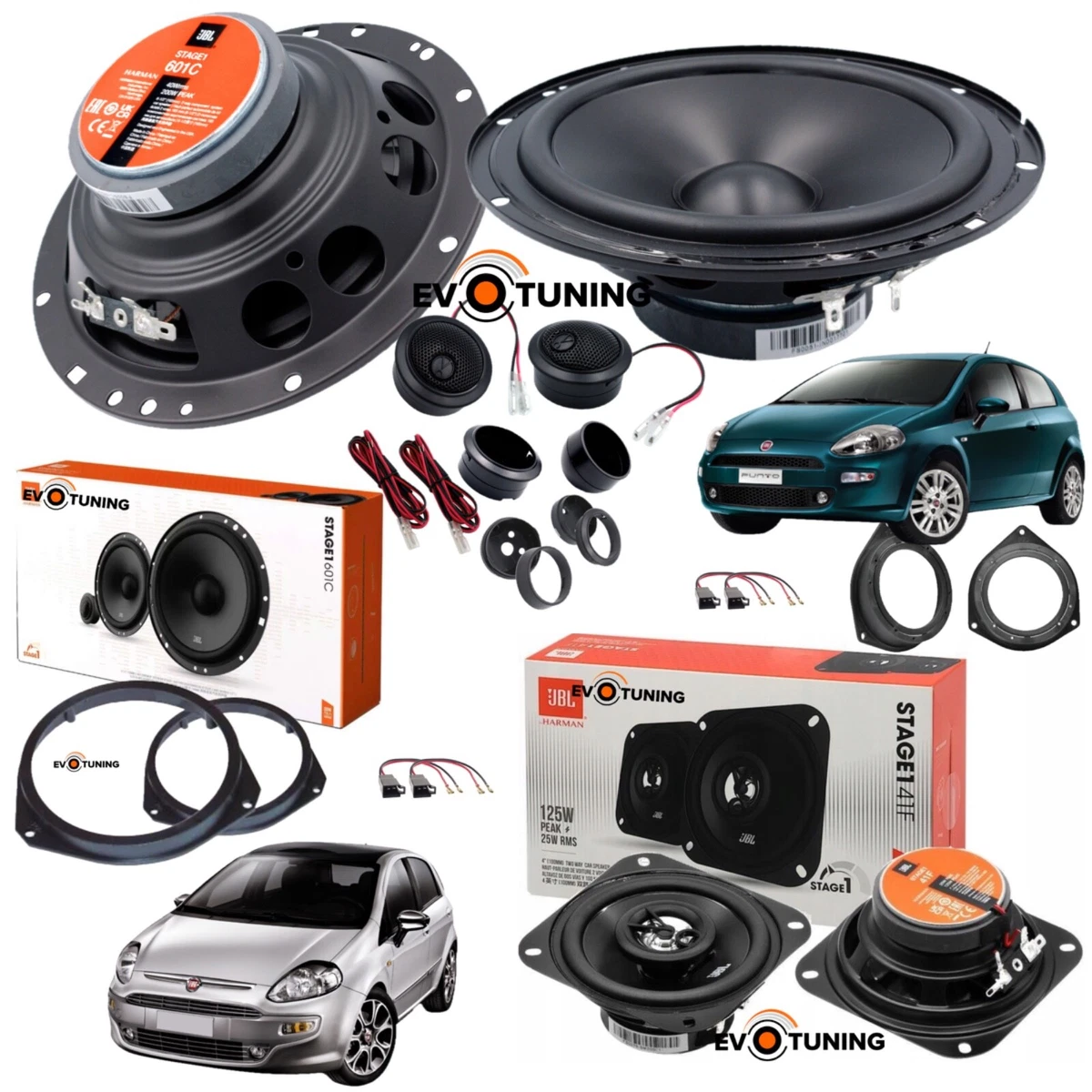 Hertz DV 160: Coppia Woofer 160 Mm 80W RMS + Supporti E Cavi Per Fiat Punto Evo E Grande Punto