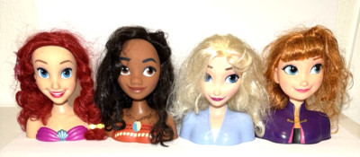 Disney Princess Styling Heads Lot of 4 Ariel Moana Anna Elsa by Just Play
