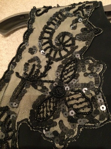 Ted Baker Black Russi Fit & Flare Dress Sequinned Beaded Party Evening UK10 TB 2 - Picture 3 of 14