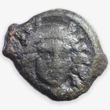 Motya Sicily AE Hexas Ancient Greek Coin 415-397 BC Nymph Head of Male