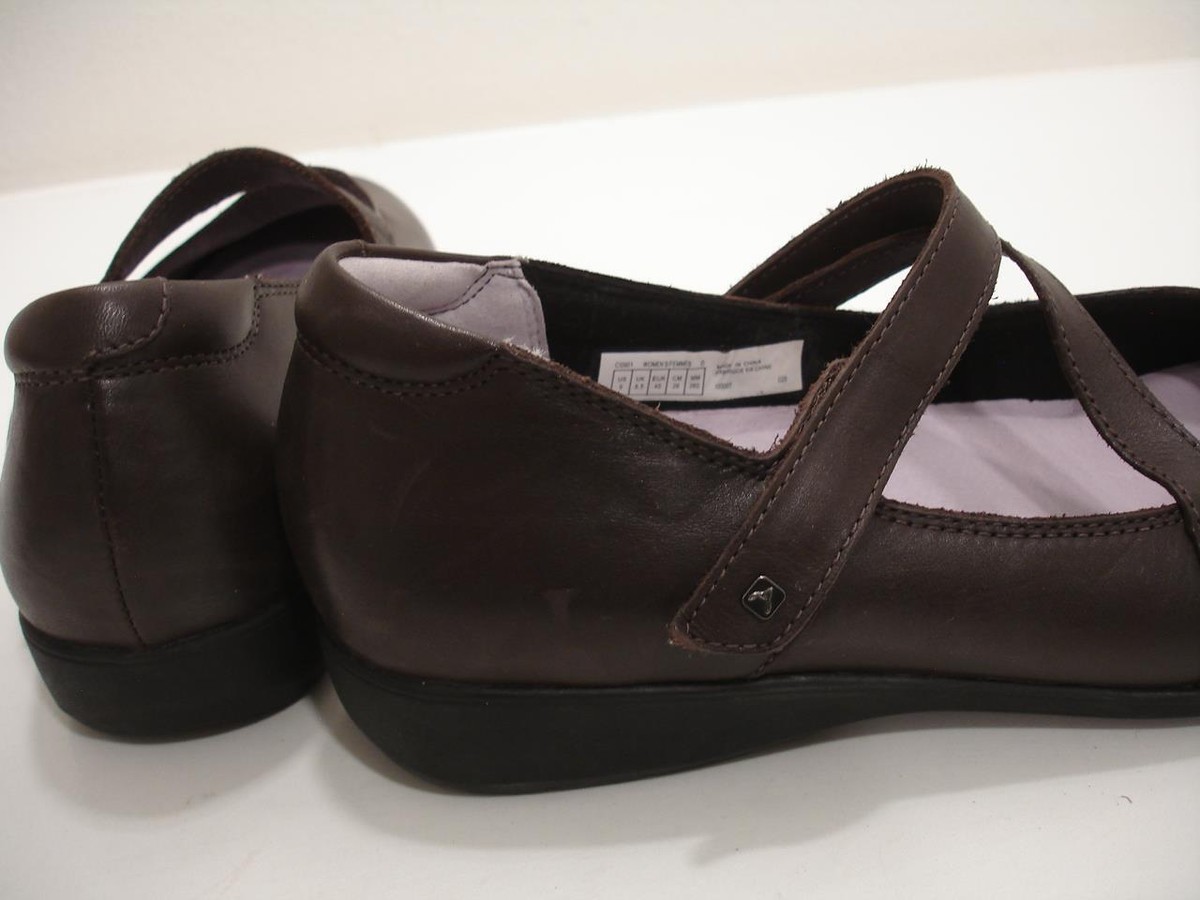 Women's 9 D W Wide Aravon Abbey Brown Leather Mary Jane Women's 9 D W Wide Aravon Abbey Brown Leather Mary Jane