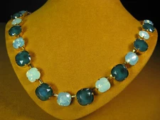 MARIANA NECKLACE SWAROVSKI GREEN OPAL CRYSTALS YELLOW GOLD PL MOSAIC BEAD Gift 