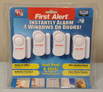 First Alert Window and Door Alarm 4 Pack - New