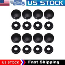 8 Black Smooth License Plate Frame Screw Caps...