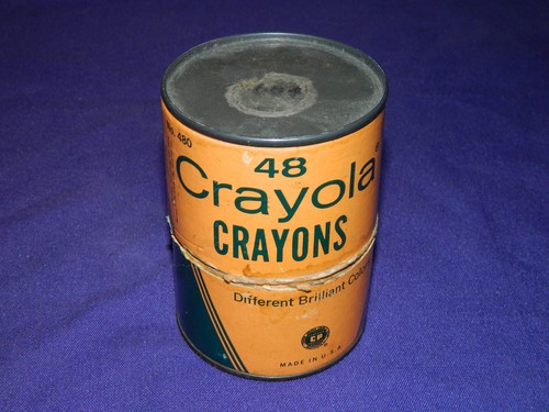 VINTAGE Can Cryola Crayons 48 BRILLIANT COLORS BINNEY & SMITH Set No. 480 - Picture 2 of 6