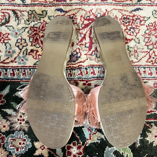 Birdies Sparrow Pink Fringe Quilted Insole Satin Slipper 6 - Picture 6 of 7