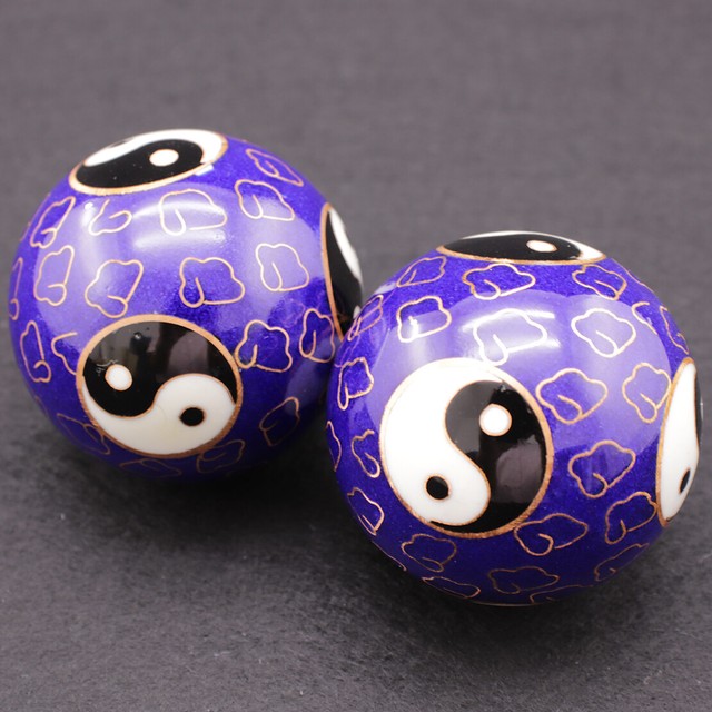 2x 50mm Yin Yang Chinese Baoding Balls Health Exercise Stress