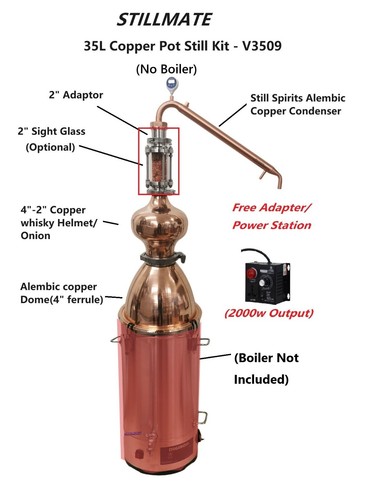 35L Copper Pot still Condenser Kit V3509 With/Without Sight Glass No Boiler