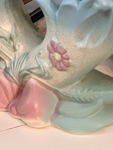 VTG Signed Hull Art Pottery Double Fluted Bow Knot Cornucopia Vase "B-13-13"USA - Picture 17 of 24