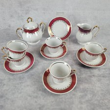 Vintage Mokkaservice Jugoslawien Zajecar Porzellan Weiß 5 Personen