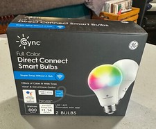 Cync Full Color Direct Connect Dimmable Smart WiFi enabled LED Bulb A19 - 2 pack