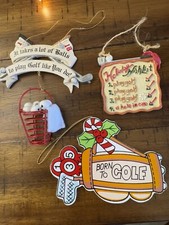 GOLFER'S TREE 3 GOLF CHRISTMAS TREE ORNAMENTS balls in bucket FUNNY
