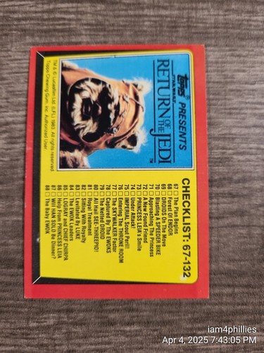 1983 Topps Return of the Jedi Complete your Set - YOU PICK - Picture 60 of 65