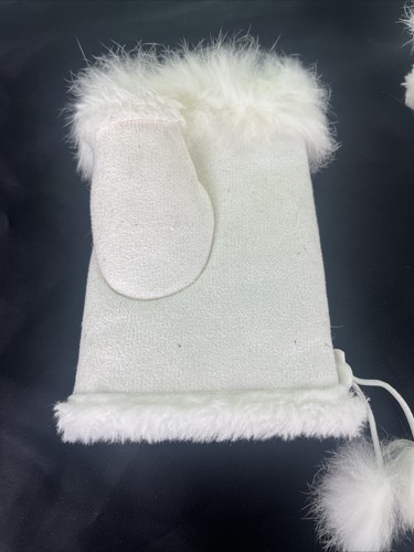 BTS White Fur Army Mitt Fingerless Gloves KPOP Merch RARE - Picture 4 of 7