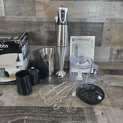 Russell Hobbs 3-Speed Hand Held Blender w/Accessories RHHB3WS USED Tested *READ*
